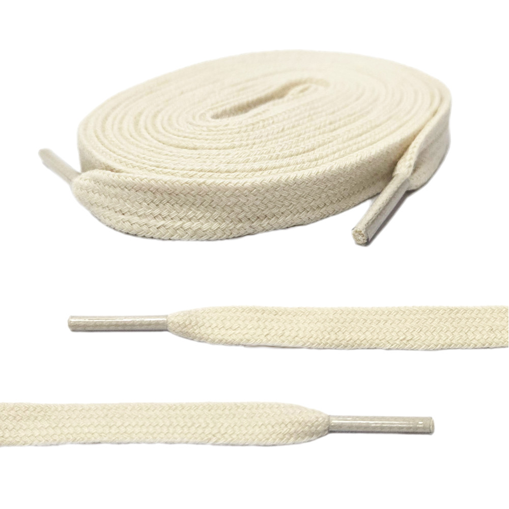 Beige Cotton Flat Shoelaces -  For Replacement Rick RO Owens DRKSHDW -